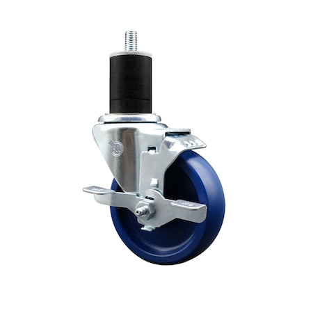 Service Caster 4'' SS Solid Poly Swivel 1-3/4'' Expanding Stem Caster with Brake SCC-SSEX20S414-SPUS-TLB-134